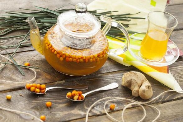 sea ​​buckthorn tea, ginger and honey to increase potency